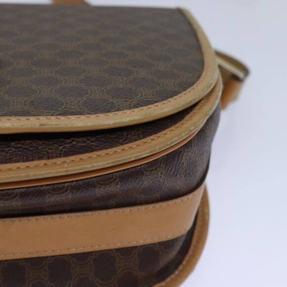 CELINE Macadam Canvas Shoulder Bag Pvc Leather Brown Gold - Picture 15 of 16